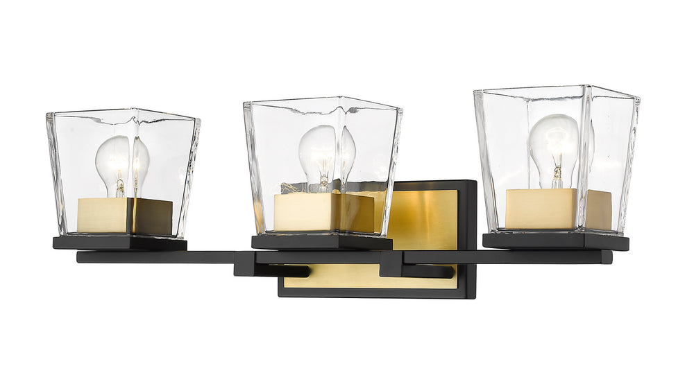 Z-Lite Canada - Three Light Vanity - Bleeker Street - Matte Black + Olde Brass- Union Lighting Luminaires Decor