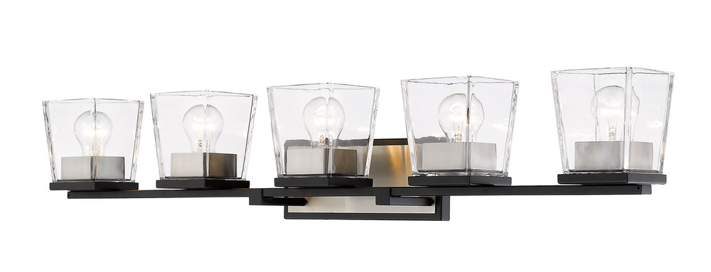Z-Lite Canada - Five Light Vanity - Bleeker Street - Matte Black + Brushed Nickel- Union Lighting Luminaires Decor