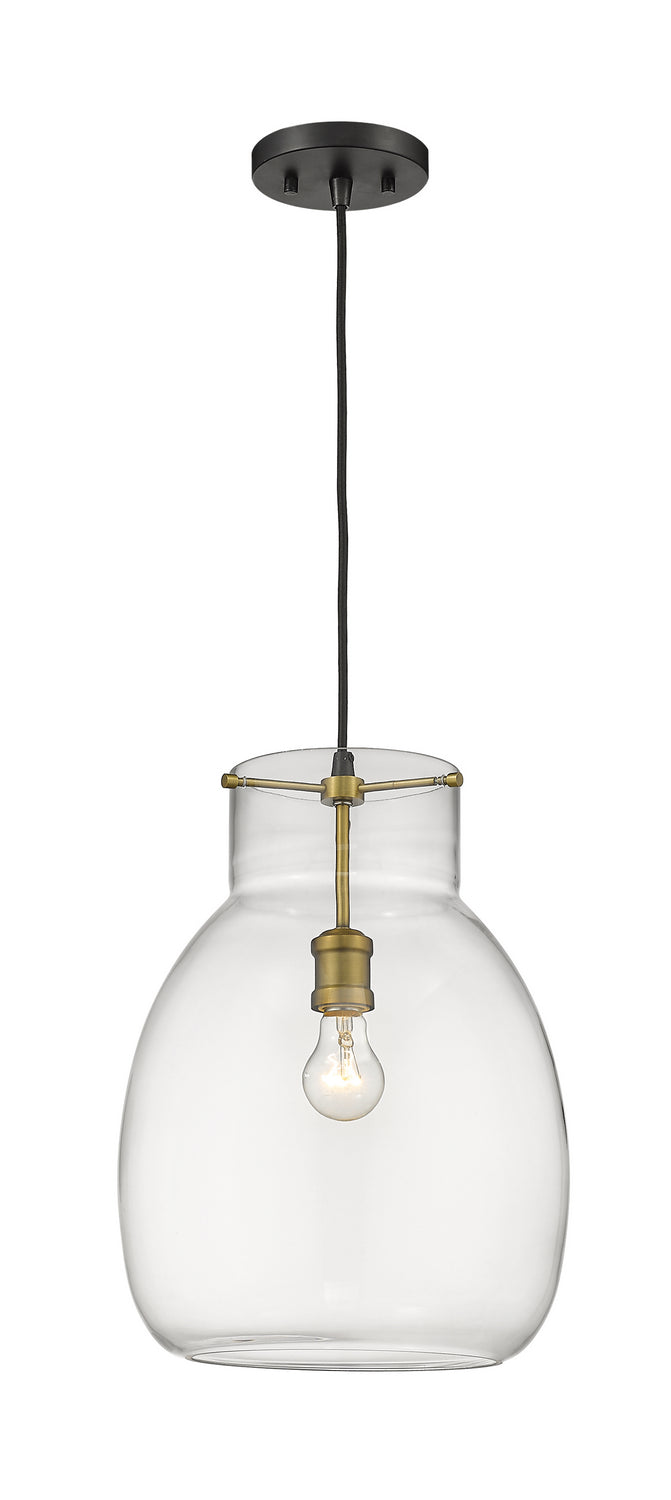 Z-Lite Canada - One Light Pendant - Bella - Matte Black + Olde Brass- Union Lighting Luminaires Decor