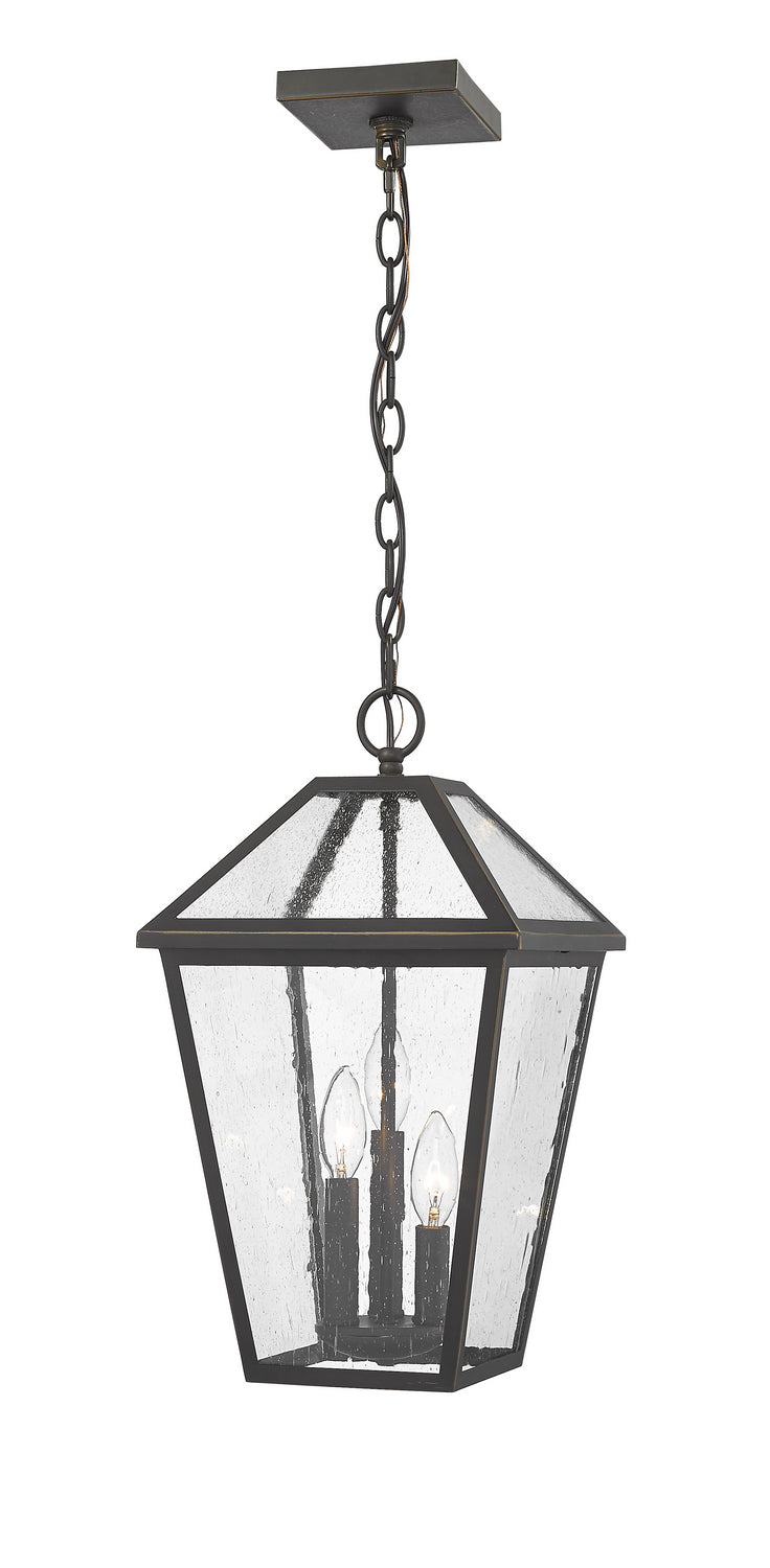 Z-Lite Canada - Three Light Outdoor Chain Mount Ceiling Fixture - Talbot - Oil Rubbed Bronze- Union Lighting Luminaires Decor