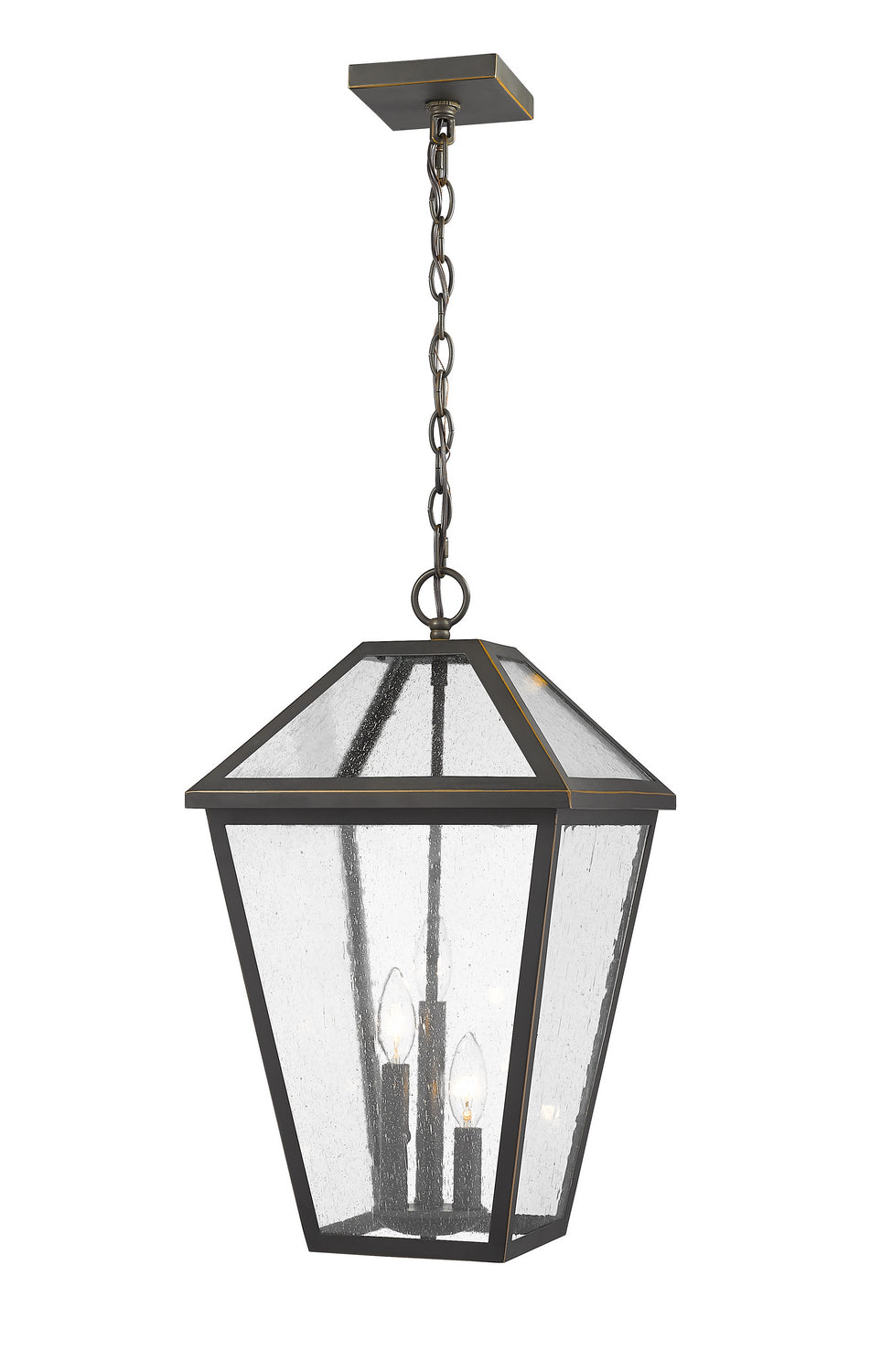 Z-Lite Canada - Three Light Outdoor Chain Mount Ceiling Fixture - Talbot - Oil Rubbed Bronze- Union Lighting Luminaires Decor