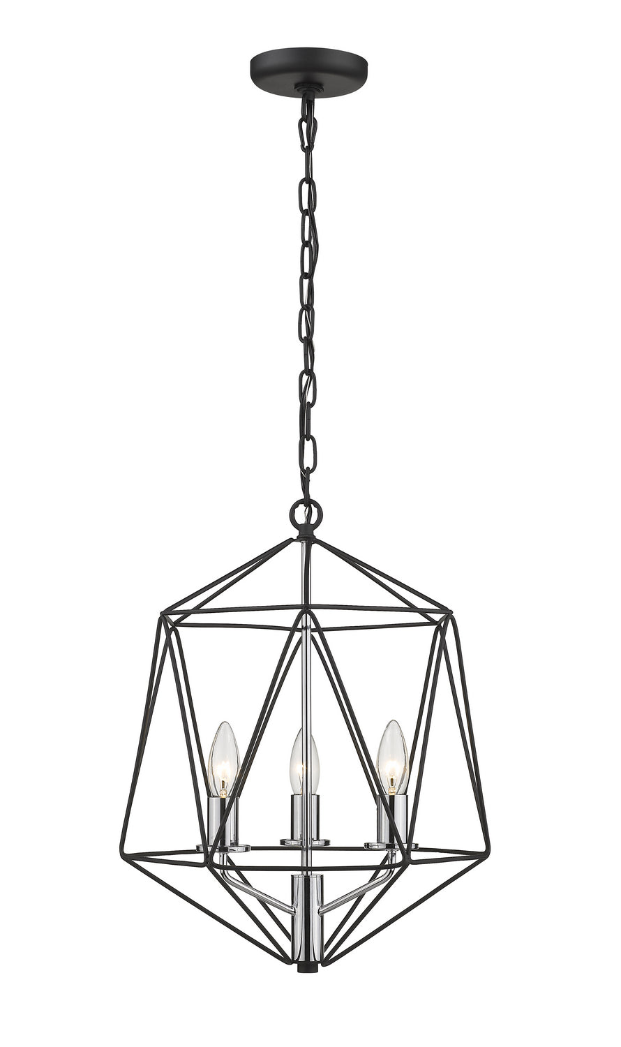 Z-Lite Canada - Three Light Chandelier - Geo - Matte Black / Chrome- Union Lighting Luminaires Decor