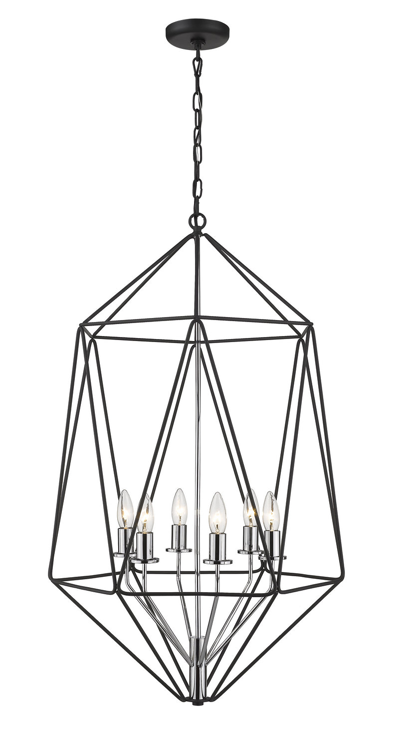 Z-Lite Canada - Six Light Chandelier - Geo - Matte Black / Chrome- Union Lighting Luminaires Decor