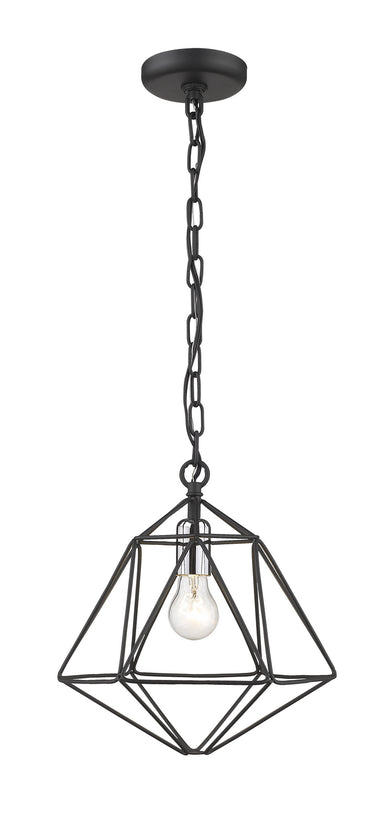 Z-Lite Canada - One Light Pendant - Geo - Matte Black / Chrome- Union Lighting Luminaires Decor