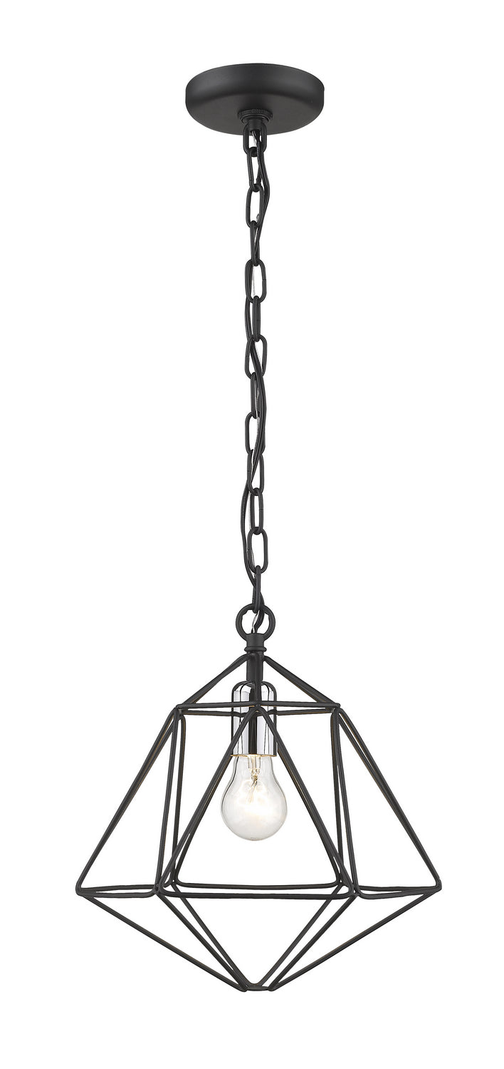 Z-Lite Canada - One Light Pendant - Geo - Matte Black / Chrome- Union Lighting Luminaires Decor