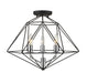 Z-Lite Canada - Three Light Semi Flush Mount - Geo - Matte Black + Chrome- Union Lighting Luminaires Decor