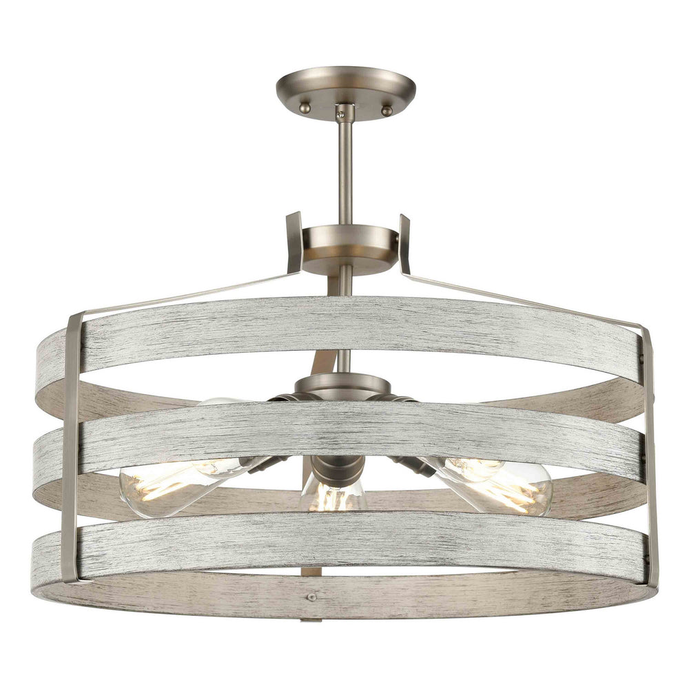 DVI Canada - Five Light Pendant - Fort Garry - Buffed Nickel And Birchwood On Metal- Union Lighting Luminaires Decor