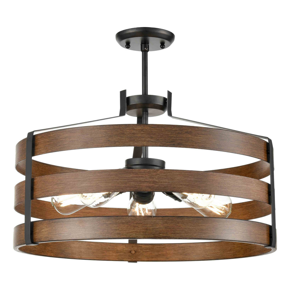 DVI Canada - Five Light Pendant - Fort Garry - Graphite And Ironwood On Metal- Union Lighting Luminaires Decor