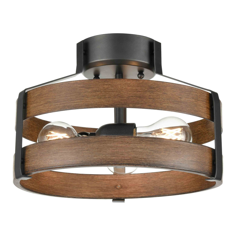 DVI Canada - Three Light Semi-Flush Mount - Fort Garry - Graphite And Ironwood On Metal- Union Lighting Luminaires Decor