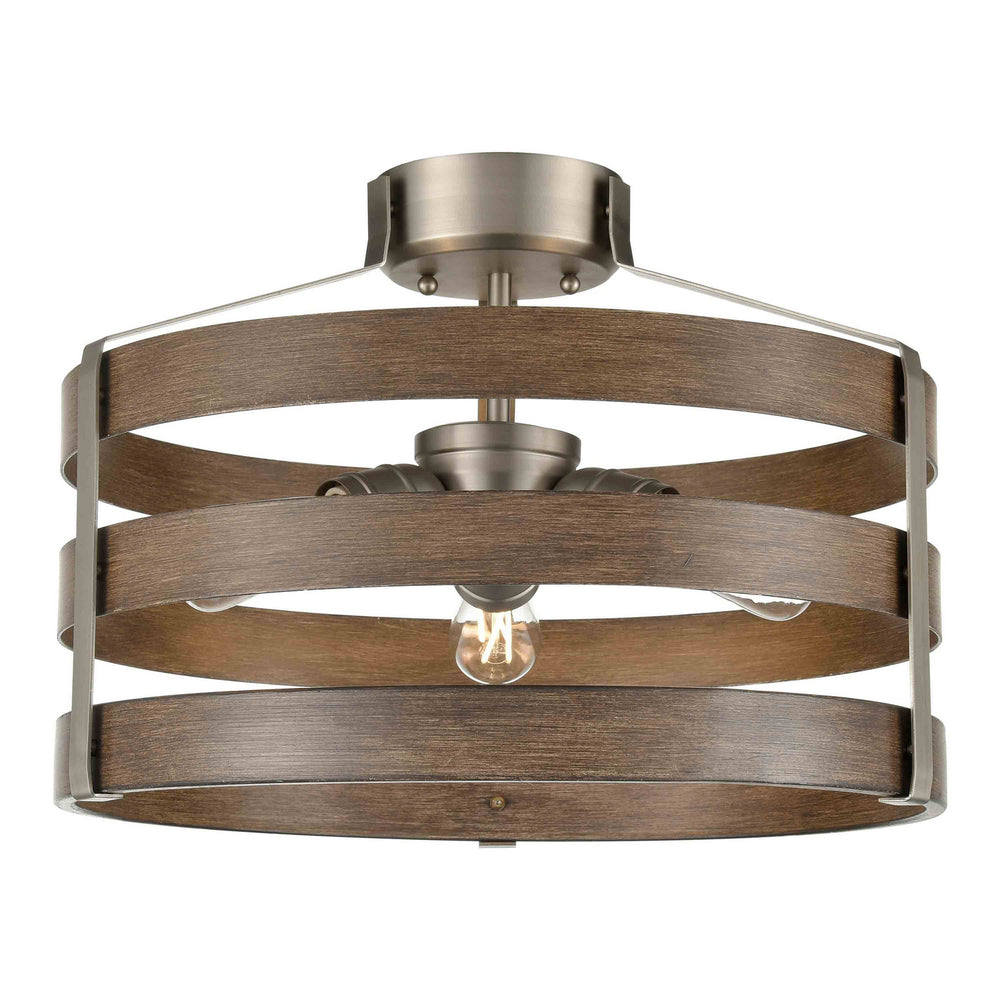 DVI Canada - Three Light Semi-Flush Mount - Fort Garry - Buffed Nickel And Barnwood On Metal- Union Lighting Luminaires Decor