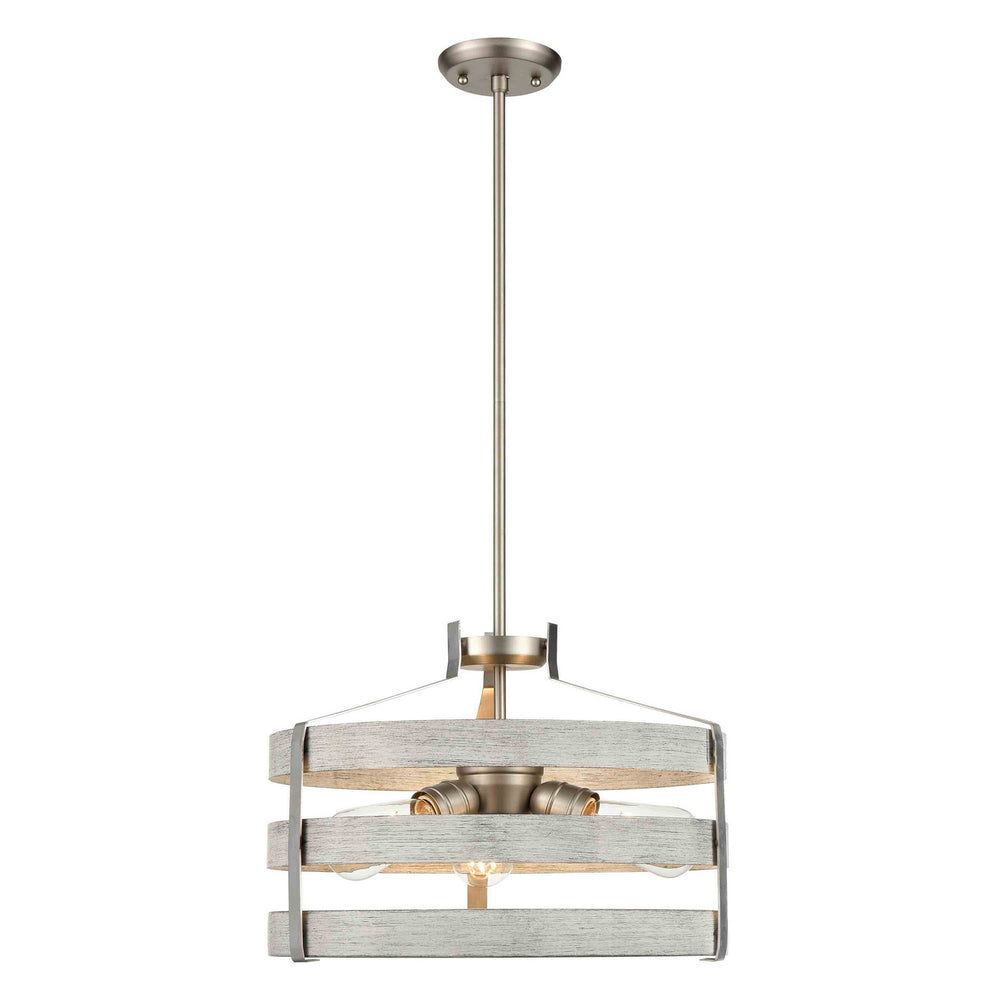 DVI Canada - Three Light Pendant - Fort Garry - Buffed Nickel And Birchwood On Metal- Union Lighting Luminaires Decor