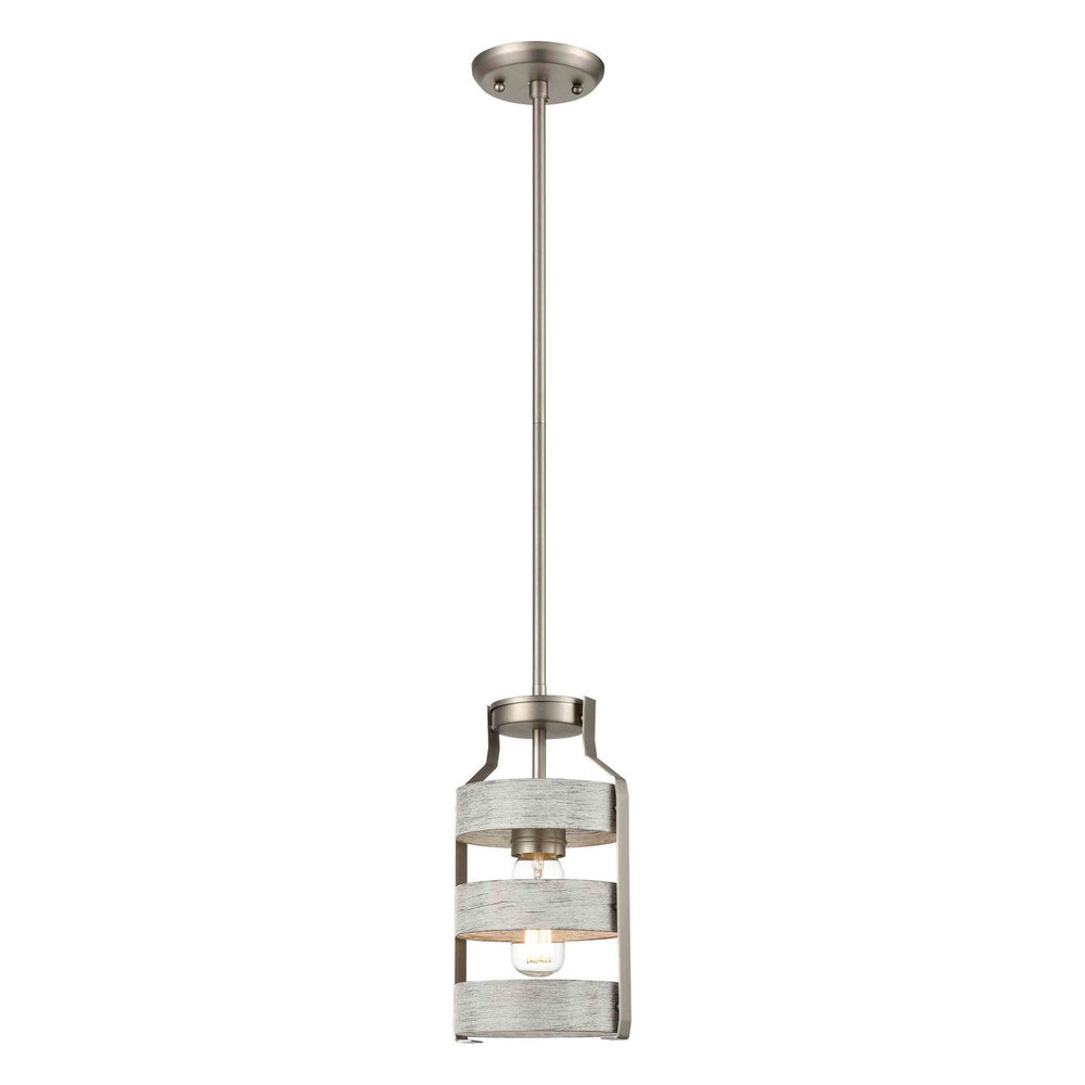 DVI Canada - One Light Mini-Pendant - Fort Garry - Buffed Nickel And Birchwood On Metal- Union Lighting Luminaires Decor