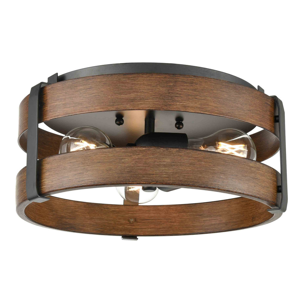 DVI Canada - Three Light Flush Mount - Fort Garry - Graphite And Ironwood On Metal- Union Lighting Luminaires Decor