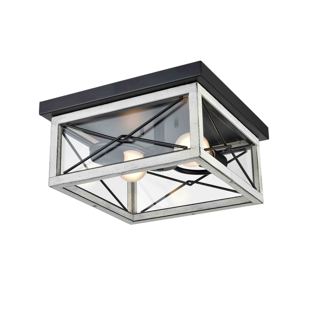 DVI Canada - Two Light Outdoor Flush Mount - County Fair Outdoor - Black/Birchwood On Metal- Union Lighting Luminaires Decor