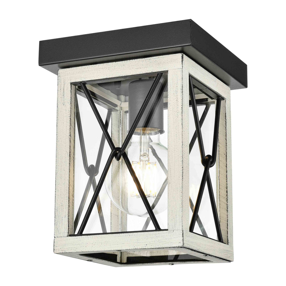 DVI Canada - One Light Outdoor Flush Mount - County Fair Outdoor - Black/Birchwood On Metal- Union Lighting Luminaires Decor