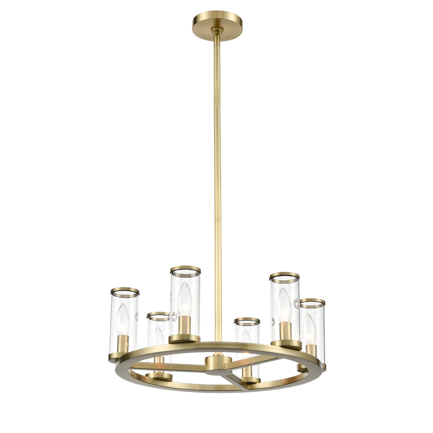 Alora Canada - Six Light Chandelier - Revolve - Clear Glass/Natural Brass- Union Lighting Luminaires Decor
