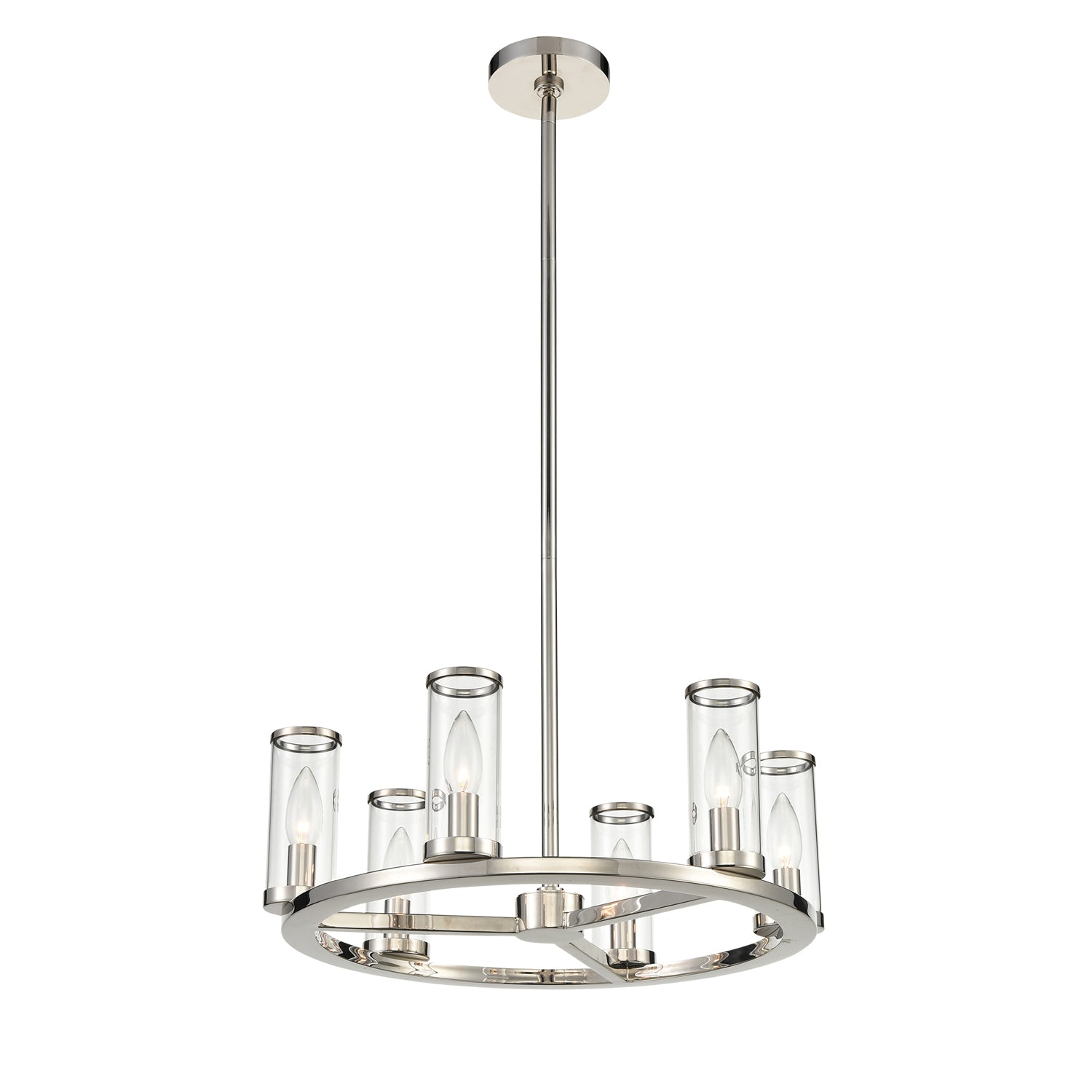 Alora Canada - Six Light Chandelier - Revolve - Clear Glass/Polished Nickel- Union Lighting Luminaires Decor