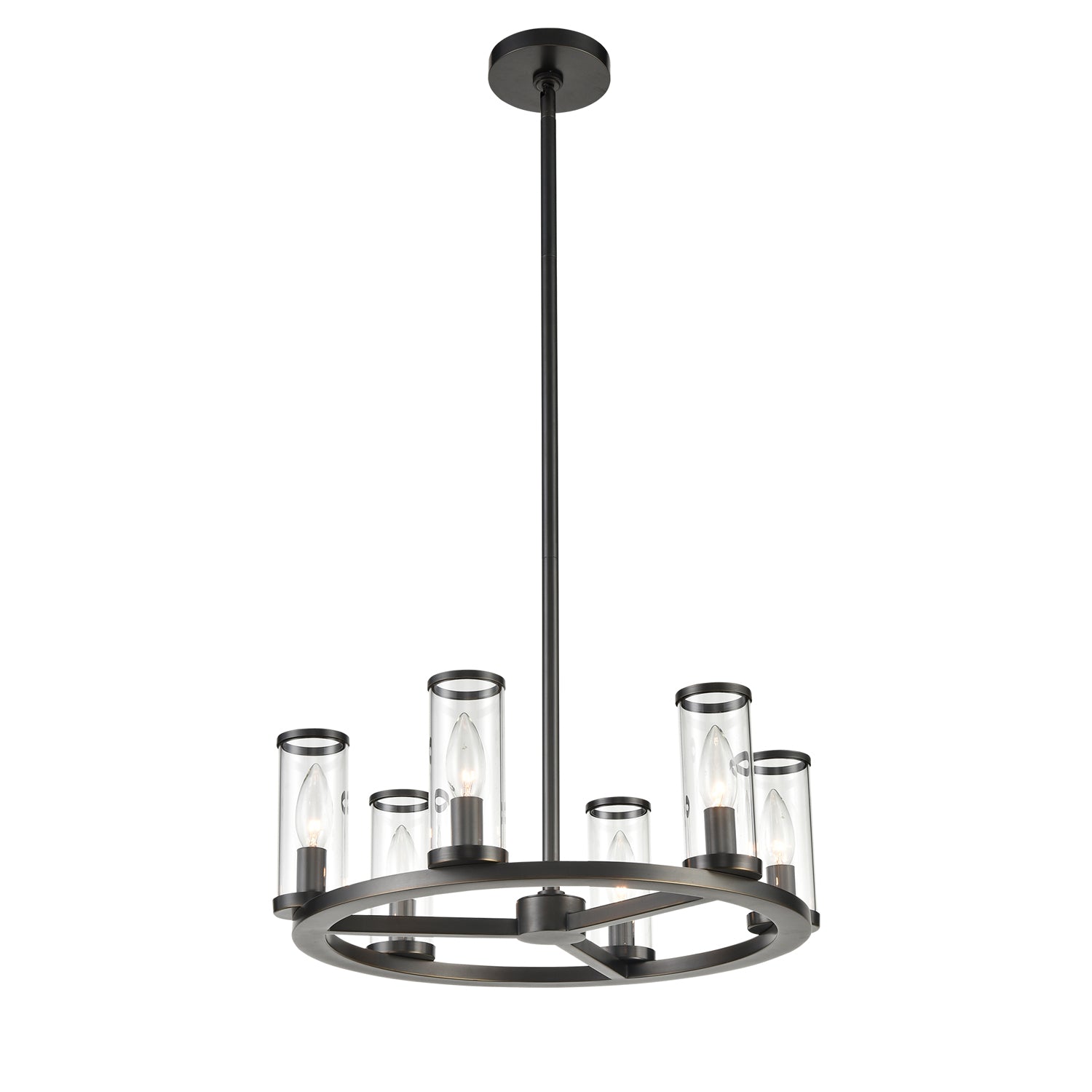 Alora Canada - Six Light Chandelier - Revolve - Clear Glass/Urban Bronze- Union Lighting Luminaires Decor