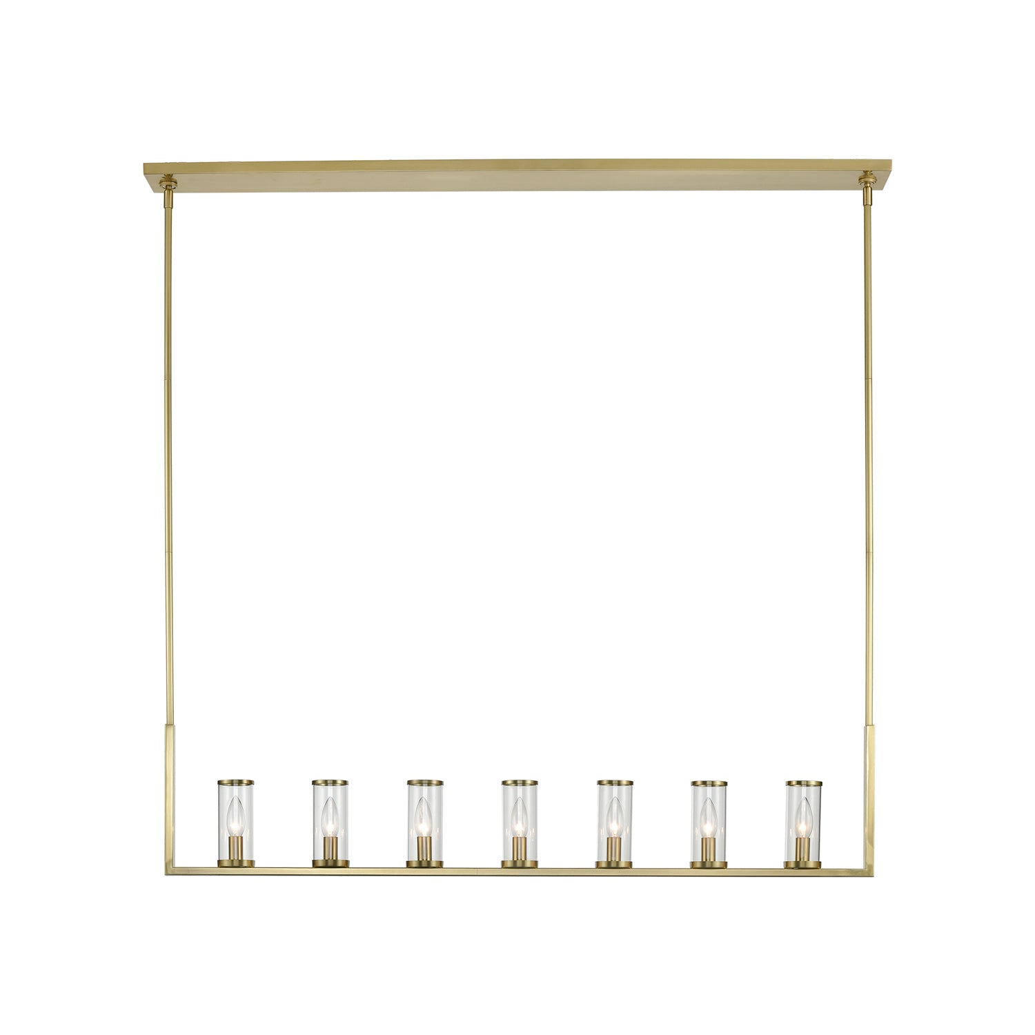 Alora Canada - Seven Light Island Pendant - Revolve - Clear Glass/Natural Brass- Union Lighting Luminaires Decor