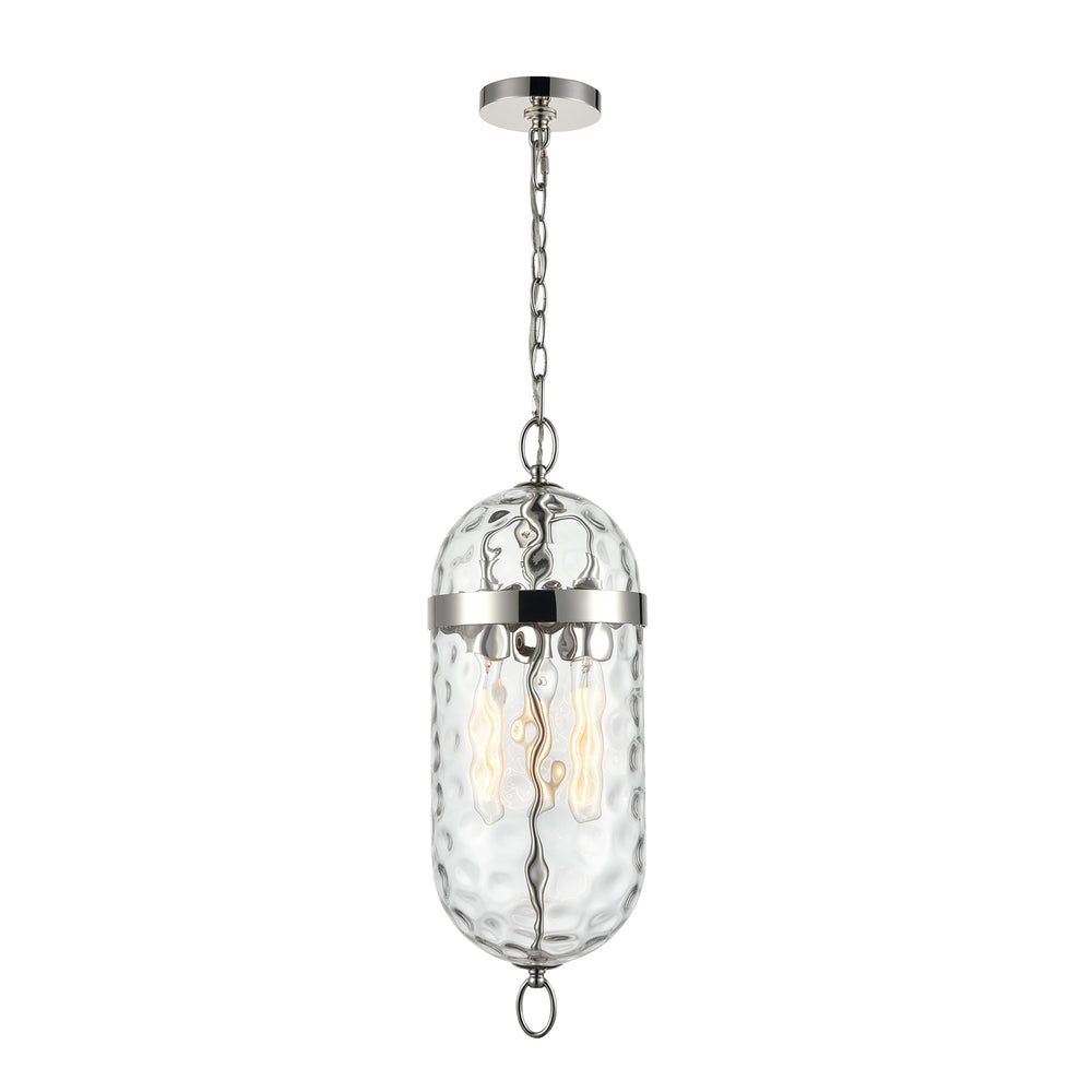 Alora Canada - Three Light Pendant - Capsula - Clear Water Glass/Polished Nickel- Union Lighting Luminaires Decor