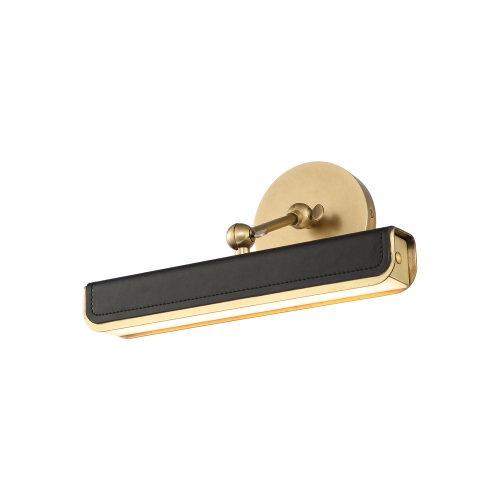 Alora Canada - LED Wall Sconce - Valise Picture - Vintage Brass/Tuxedo Leather- Union Lighting Luminaires Decor