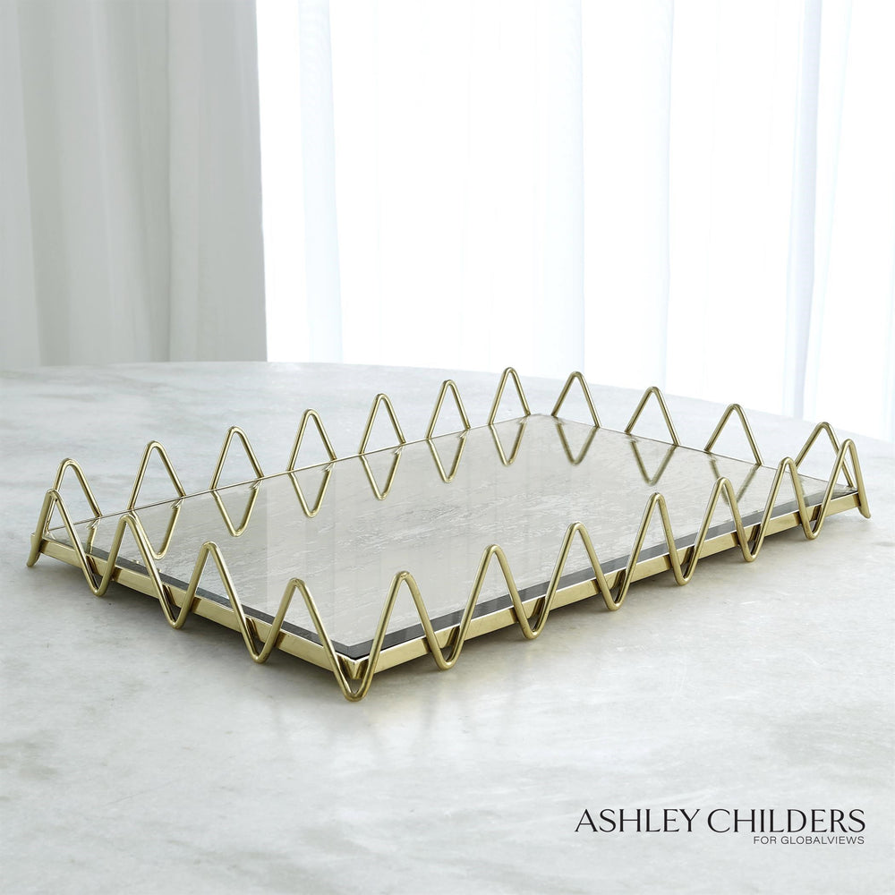 Ric Rac Tray Gold w/Antique Mirrors