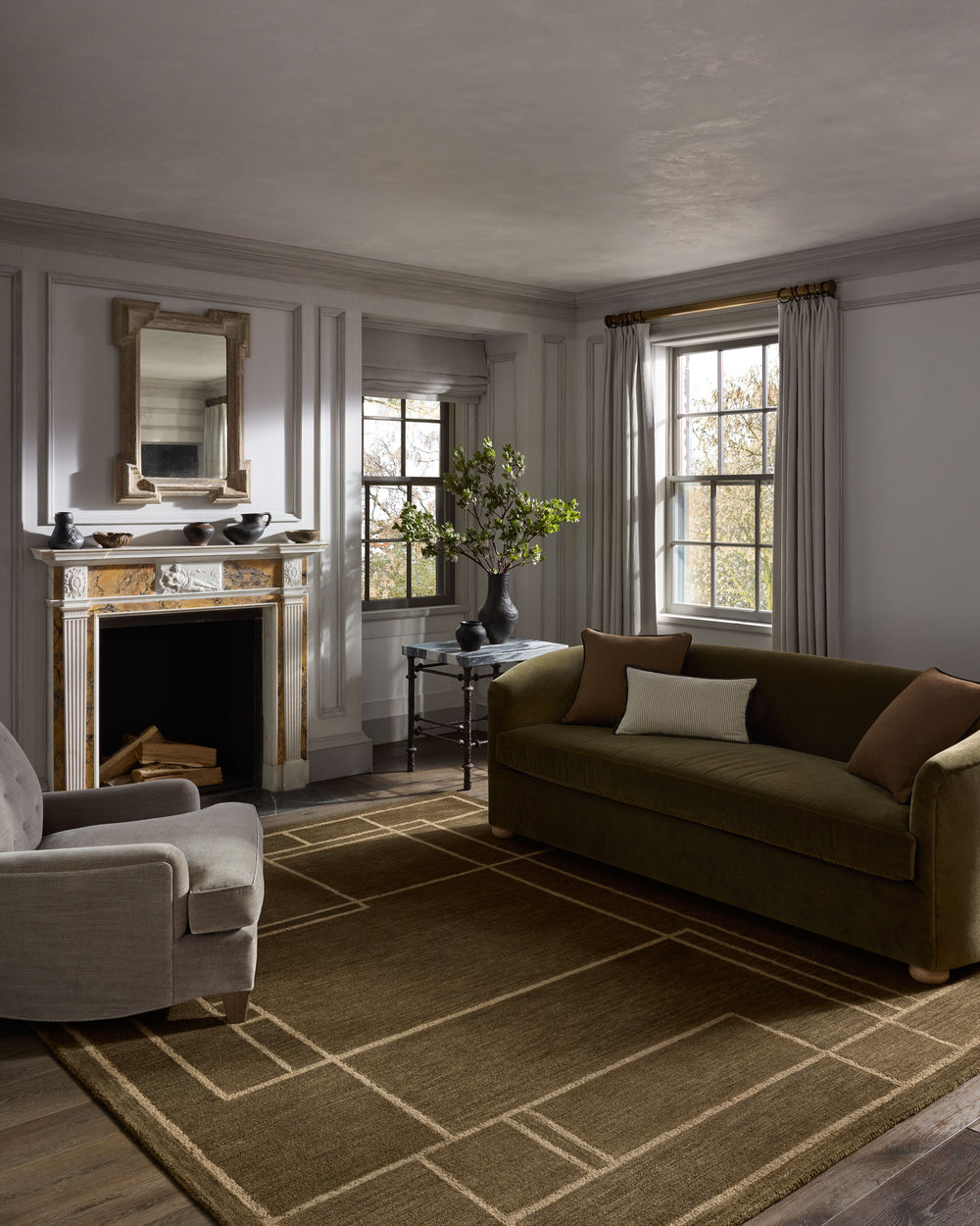 Bar-01 Barrow Olive / Natural Rug