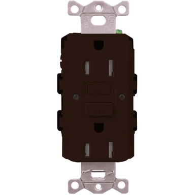 Lutron Claro Tamper-Resistant GFCI Duplex Receptacle, 15-Amp, Self-Testing, CAR-15-GFST-BR, Gloss Brown - Union Lighting and Décor