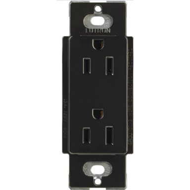 Lutron Claro Tamper-Resistant Duplex Receptacle, Decorator-Style Outlet, 15 Amp, Includes Shutter Mechanism, CARS-15-TR-BL,  Gloss Black - Union Lighting and Décor