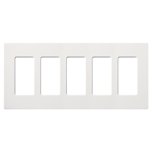 Lutron Claro 5 Gang Wall Plate for Decorator/Designer Paddle Switches and Dimmers, CW-5-WH, Gloss White - Union Lighting and Décor