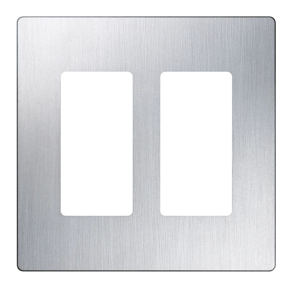 Lutron Claro 2 Gang Wall Plate for Decorator/Designer Paddle Switches and Dimmers, CW-2-SS, Gloss Stainless Steel - Union Lighting and Décor