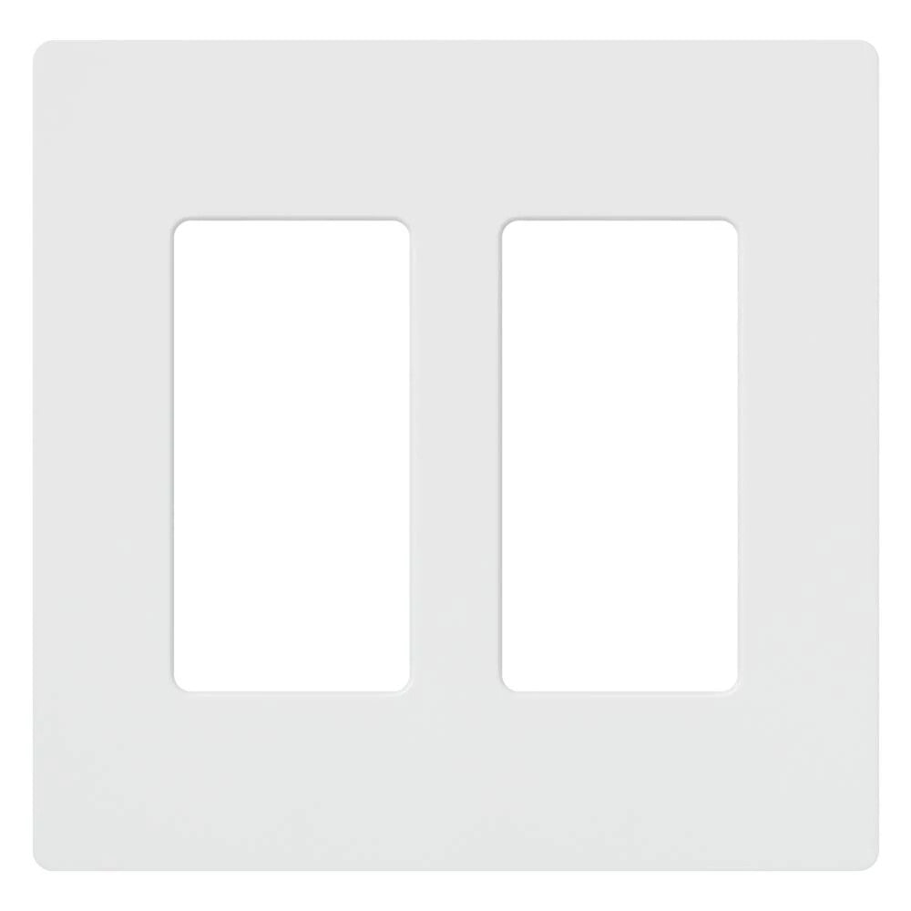 Lutron Claro 2 Gang Wall Plate for Decorator/Designer Paddle Switches and Dimmers, CW-2-WH, Gloss White - Union Lighting and Décor