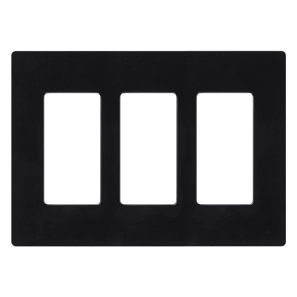 Lutron Claro 3 Gang Wall Plate for Decorator/Designer Paddle Switches and Dimmers, CW-3-BL, Gloss Black - Union Lighting and Décor