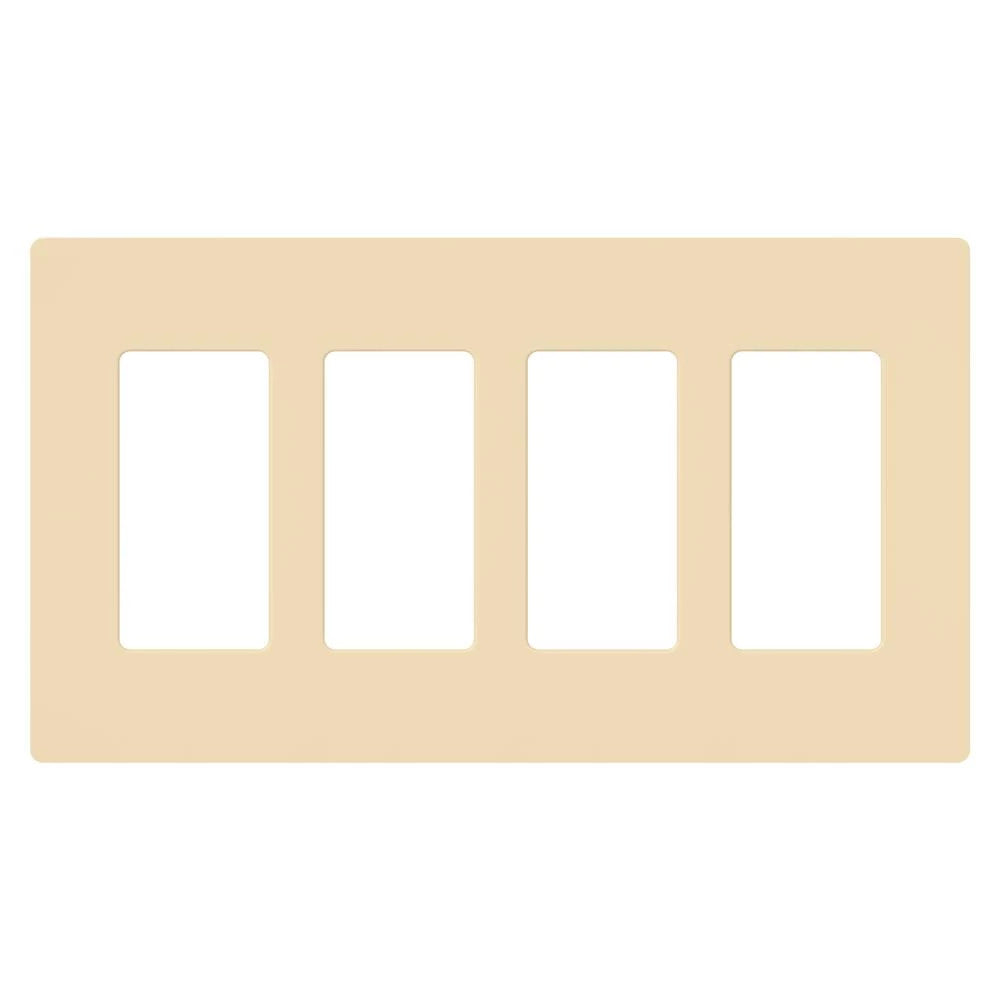 Lutron Claro 4 Gang Wall Plate for Decorator/Designer Paddle Switches and Dimmers, CW-4-IV, Gloss Ivory - Union Lighting and Décor