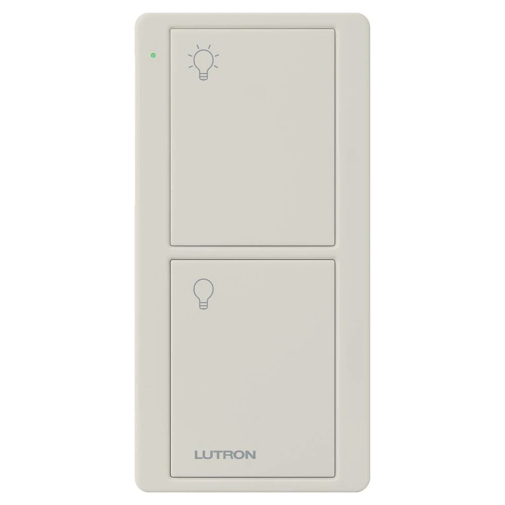 Lutron 2-Button Pico Smart Remote, Pre-Engraved Light Icons, On/Off Buttons, Gloss Light Almond, PJ2-2B-GLA-L01 - Union Lighting and Décor