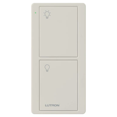 Lutron 2-Button Pico Smart Remote, Pre-Engraved Light Icons, On/Off Buttons, Gloss Light Almond, PJ2-2B-GLA-L01 - Union Lighting and Décor