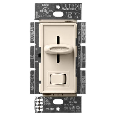 Lutron Skylark LED+ Dimmer Switch, No Neutral Required, 150W LED or 600W Inc/Hal, 120V, Single Pole/3-Way; With Clamshell Packaging, SCL-153PH-LA-C, Gloss Light Almond - Union Lighting and Décor