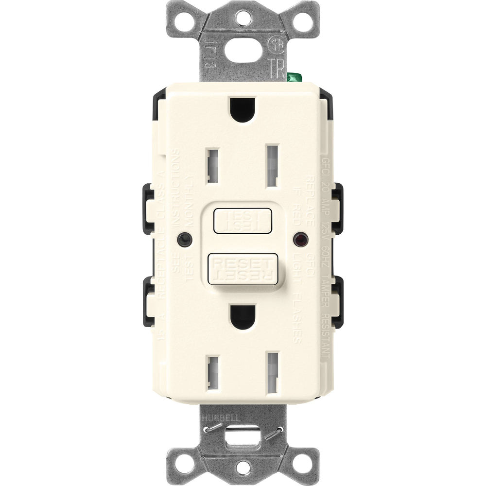 Lutron Claro Tamper-Resistant GFCI Duplex Receptacle, 15-Amp, Self-Testing, SCR-15-GFST-BI, Satin Biscuit - Union Lighting and Décor