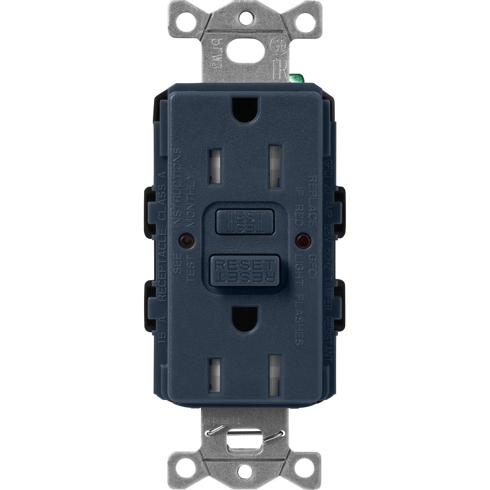 Lutron Claro Tamper-Resistant GFCI Duplex Receptacle, 15-Amp, Self-Testing, SCR-15-GFST-DE, Satin Deep Sea - Union Lighting and Décor