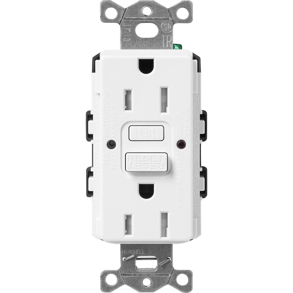 Lutron Claro Tamper-Resistant GFCI Duplex Receptacle, 15-Amp, Self-Testing, SCR-15-GFST-SW, Satin Snow - Union Lighting and Décor