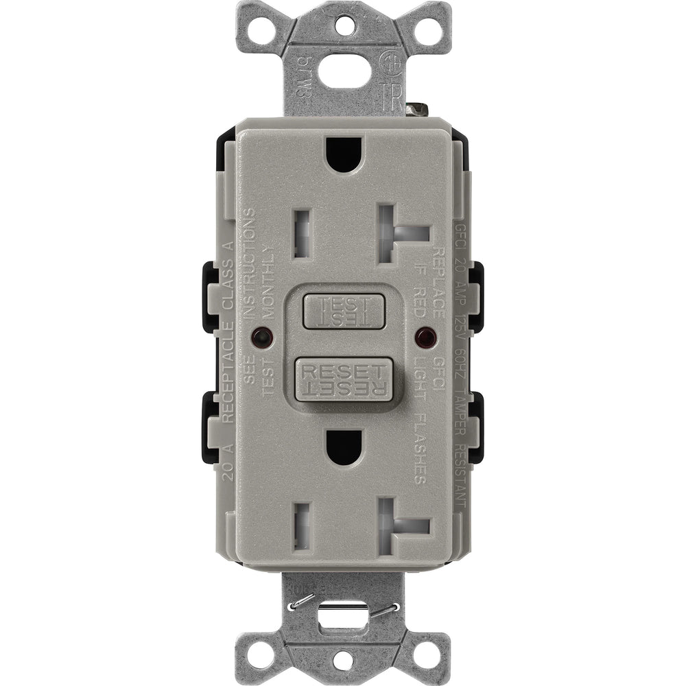 Lutron Claro Tamper-Resistant GFCI Duplex Receptacle, 20-Amp, Self-Testing, SCR-20-GFST-CS, Satin Cobblestone - Union Lighting and Décor