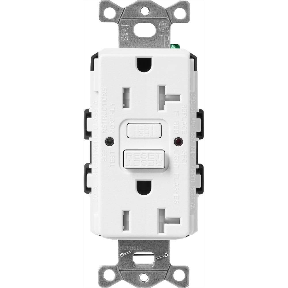 Lutron Claro Tamper-Resistant GFCI Duplex Receptacle, 20-Amp, Self-Testing, SCR-20-GFST-SW, Satin Snow - Union Lighting and Décor