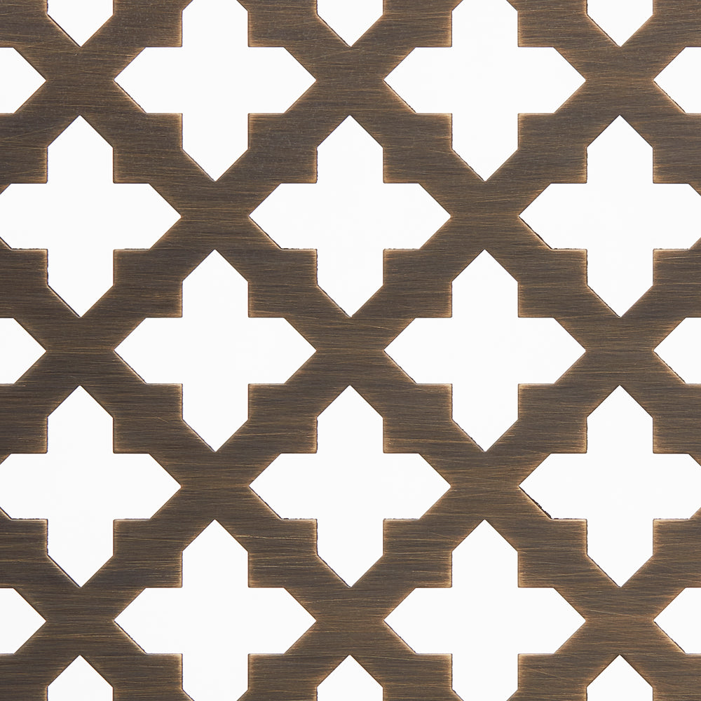  Large Cross Perforated Grille In Aluminium with Floral Rosettes on Coarse Mesh