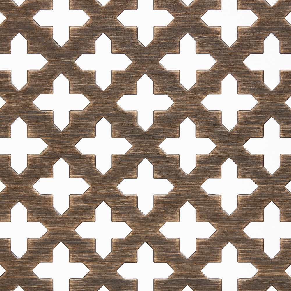  Small Cross Perforated Grille In Aluminium with Floral Rosettes on Coarse Mesh