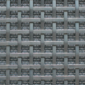 10mm Square Interwoven Grille In Antique Brass Lacquered with Floral Rosettes on Coarse Mesh