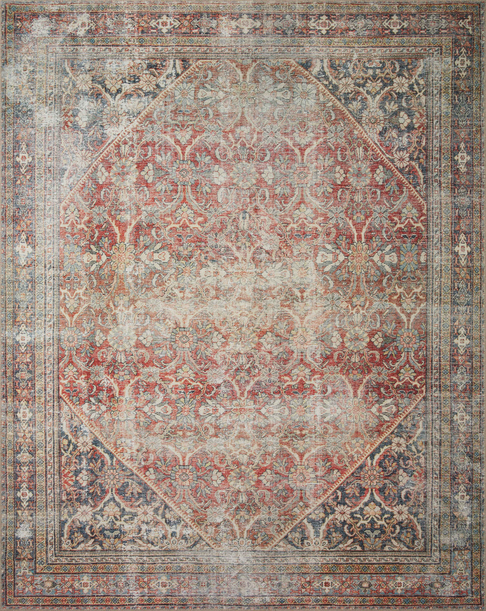 Tapis Georgie Rouge / Marine (GER-01)
