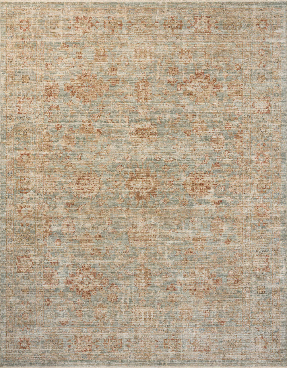 Heritage Aqua / Terracotta Rug (HER-06)