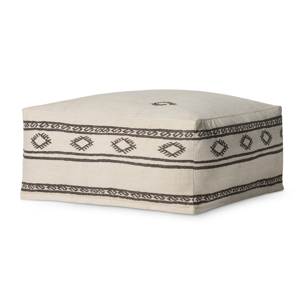 Lpf0042 ivoire / pouf brun