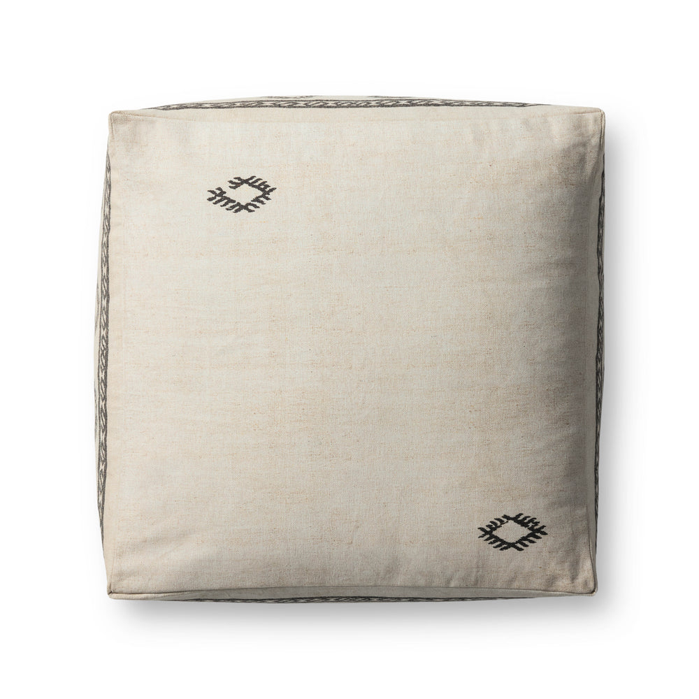 Lpf0042 ivoire / pouf brun