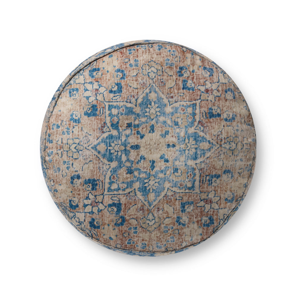 Blue / Tangerine Pouf (LPF211)